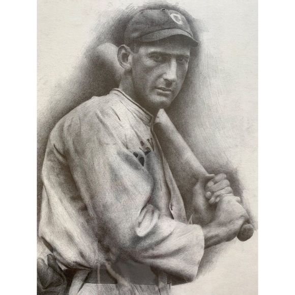 Vintage Baseball Picture Framed Matted Shoeless Joe Jackson Cleveland 18 x 22 - Picture 2 of 9